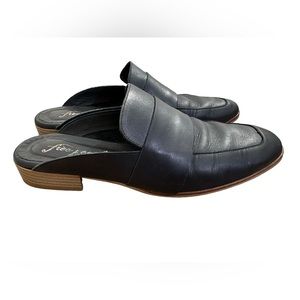 Free People Womens 8 At Ease Loafer Black Leather Stacked Heel Mules EUR 38.5